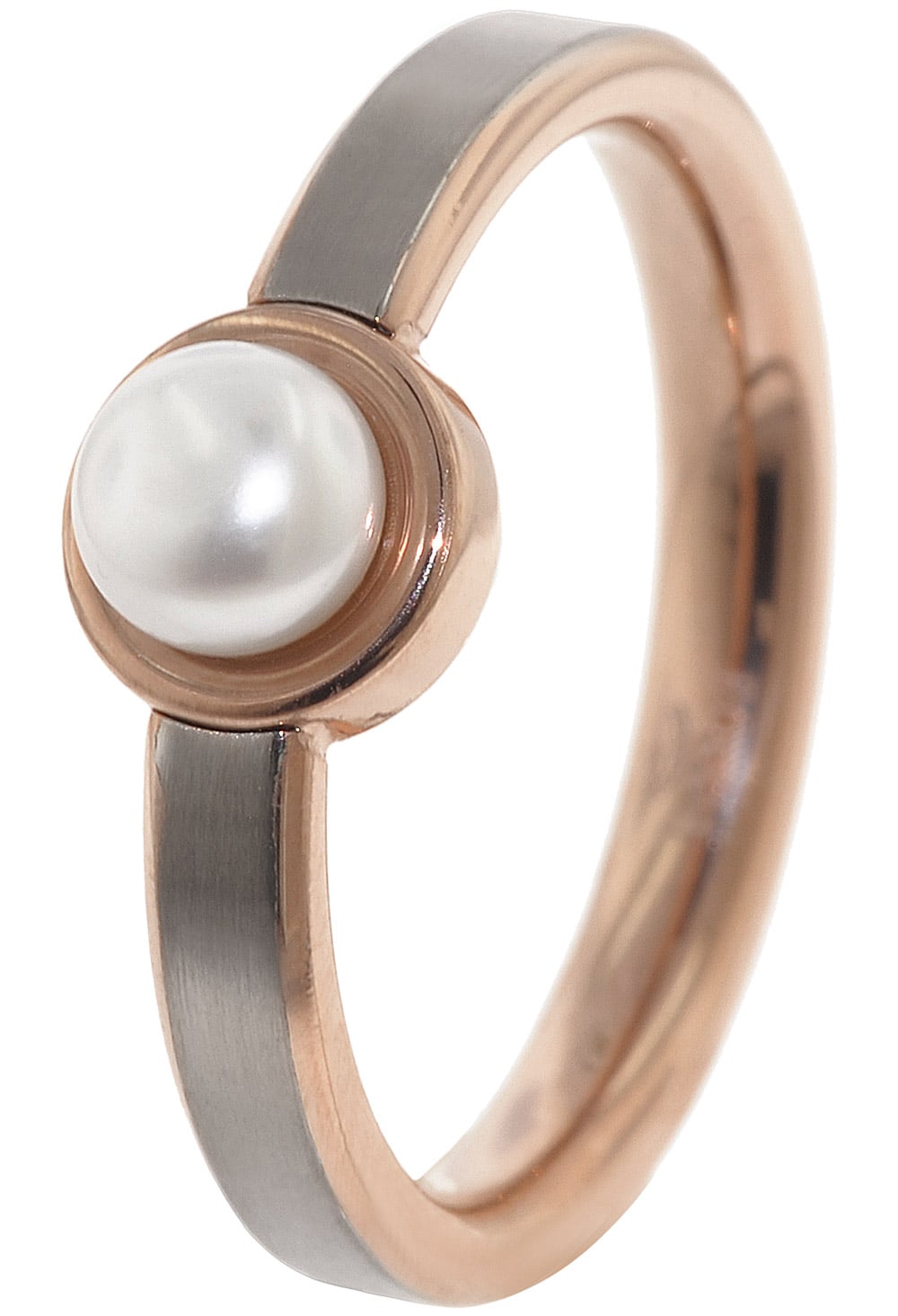 0137-02 Titan Damenring mit Süßwasser-Zuchtperle Weiß