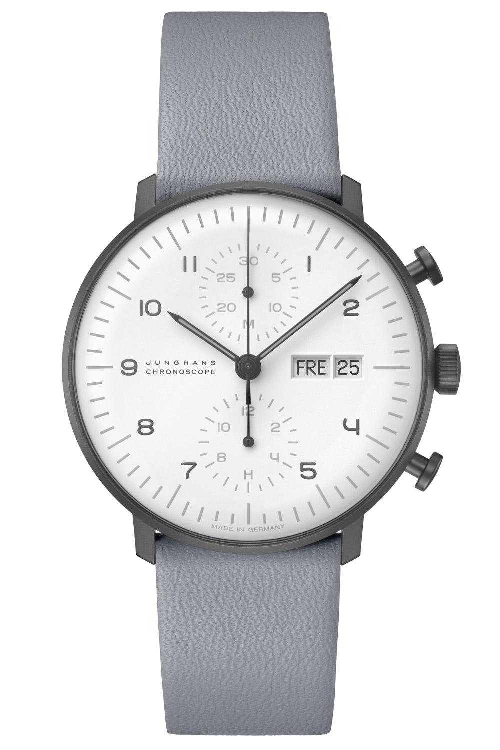 027/4008.04 max bill Chronoscope Automatik Armbanduhr Lederband grau