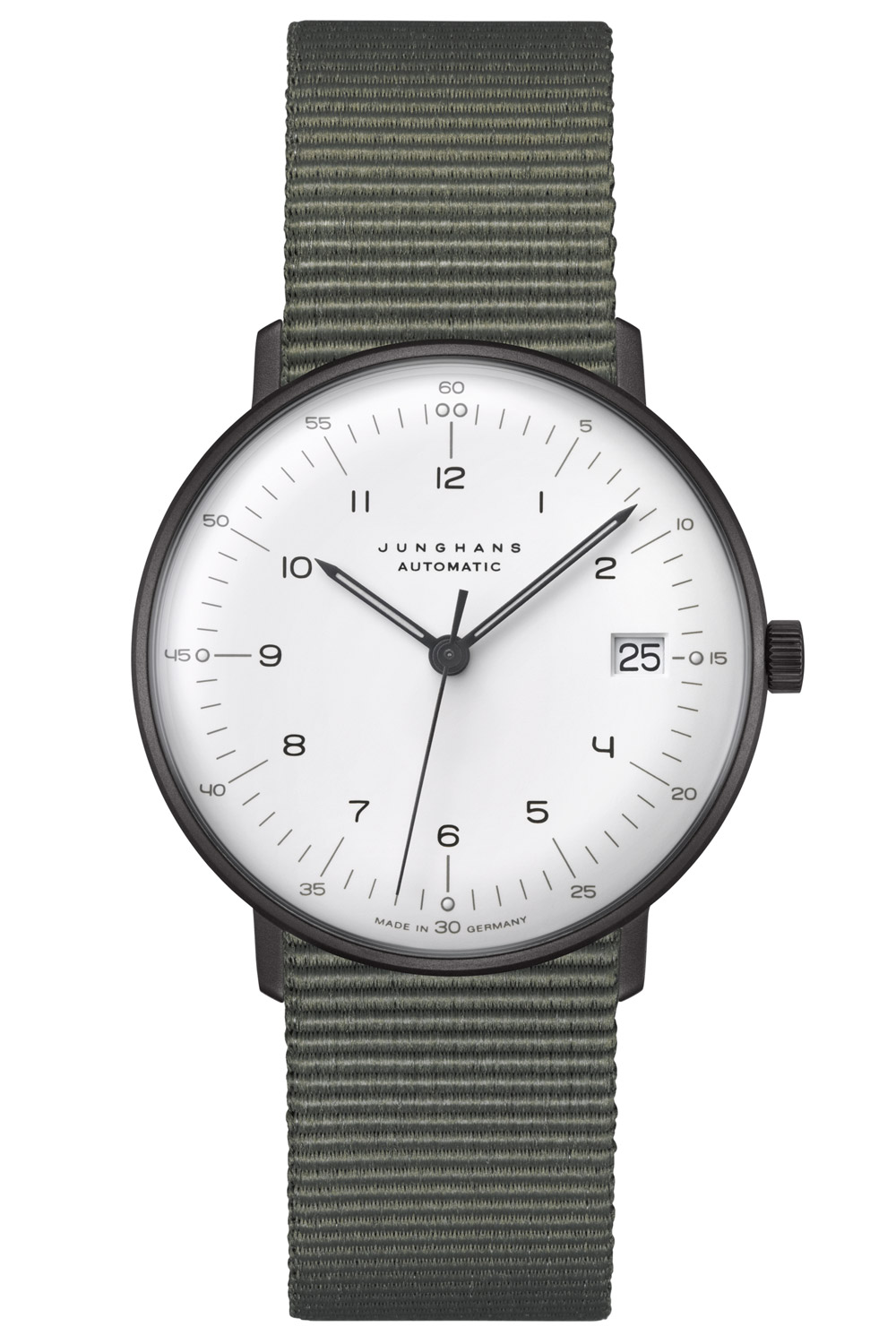 027/4005.04 max bill Armbanduhr Kleine Automatik Natoband Grün