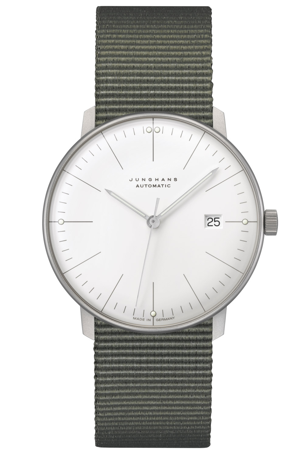 027/4001.04 max bill Automatikuhr mit Natoband Grün