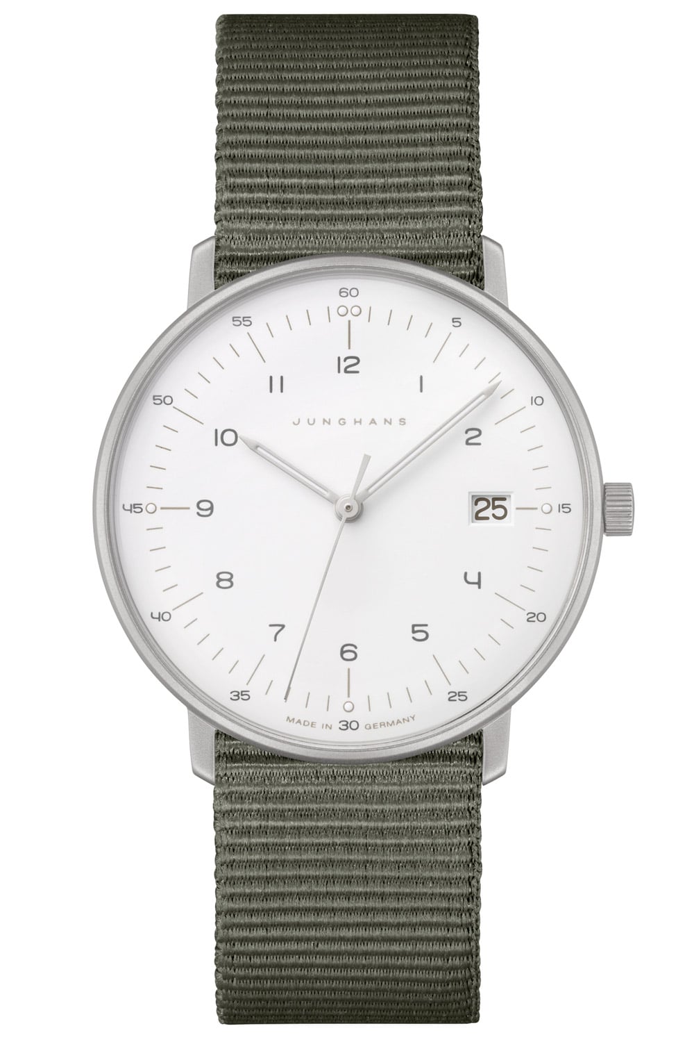 047/4051.04 max bill Damenuhr Quarz mit Natoband Grün