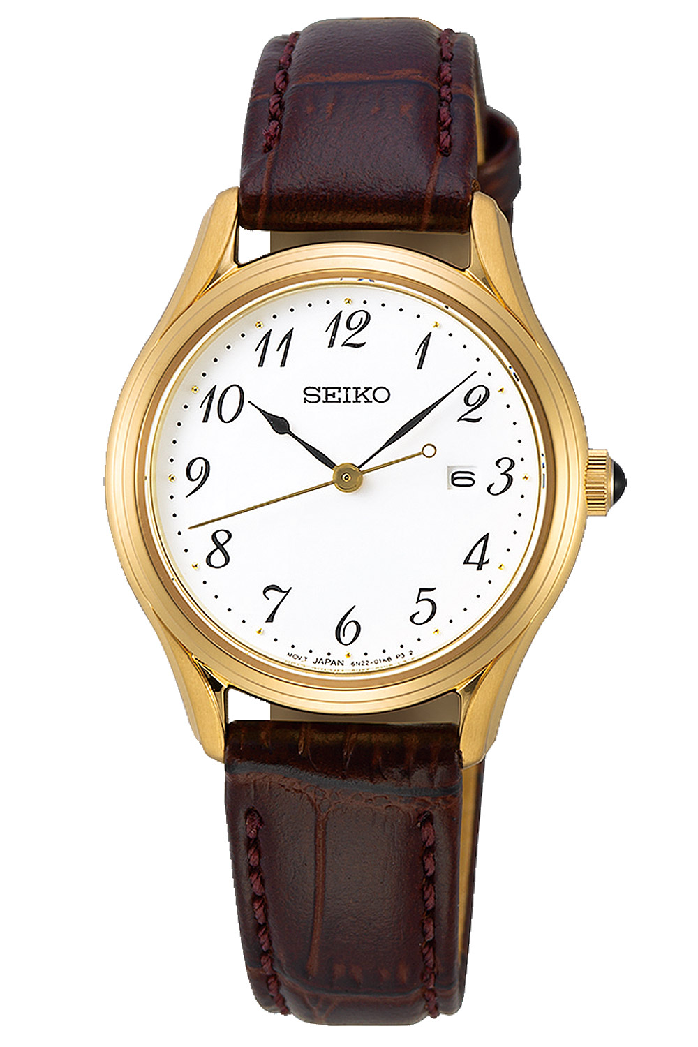 SUR638P1 Damenuhr mit braunem Lederband gold / weiß