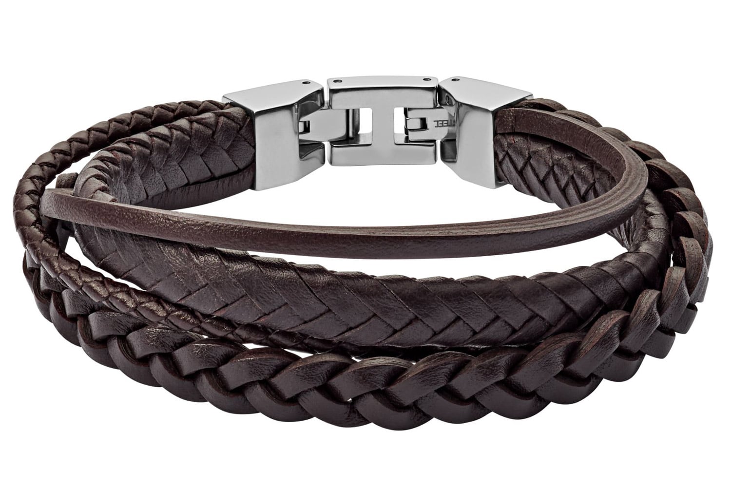 JF03190040 Herren Leder-Armband Braun Multi-Strand