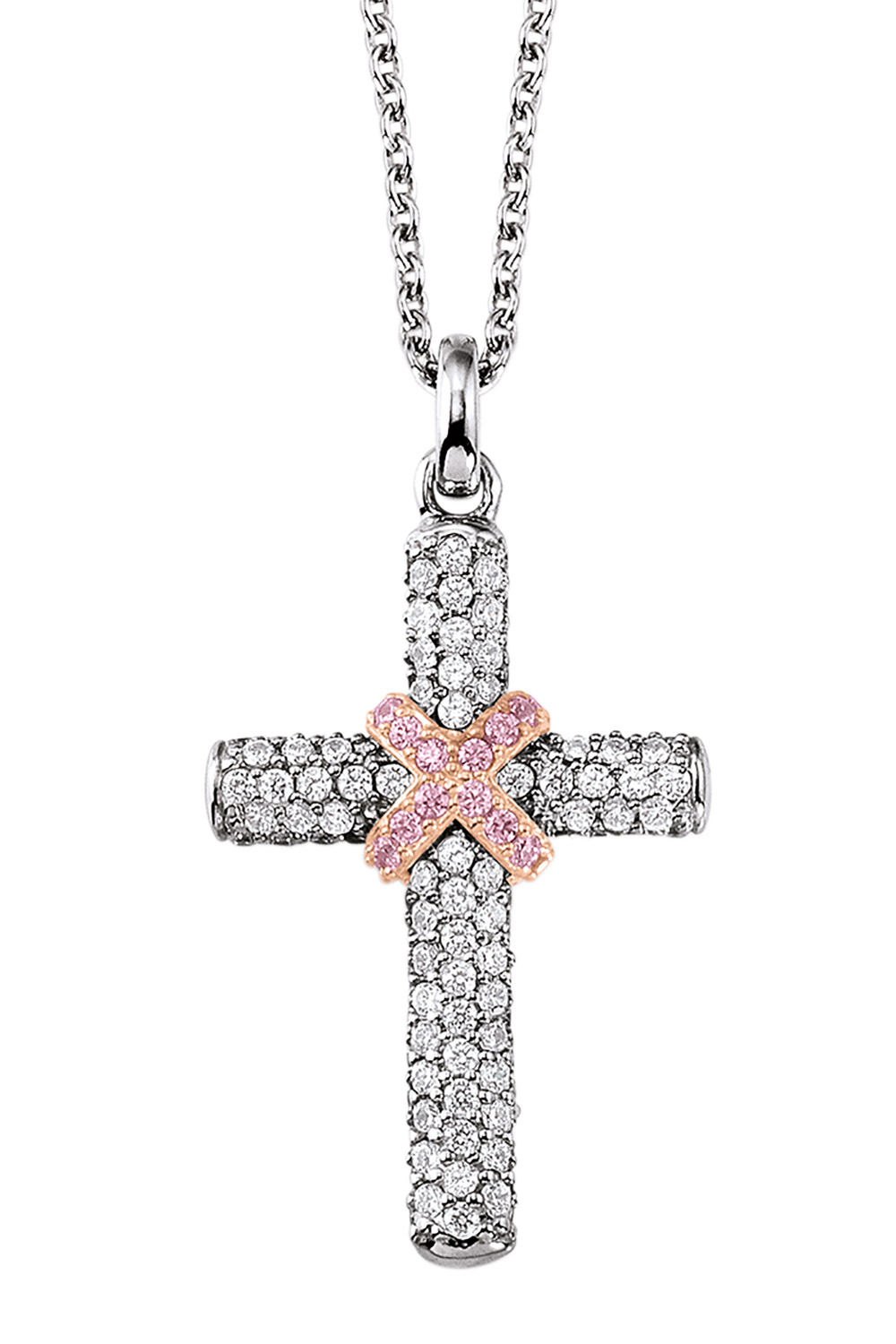 780612 Silber Damen-Halskette mit Kreuz-Anhänger