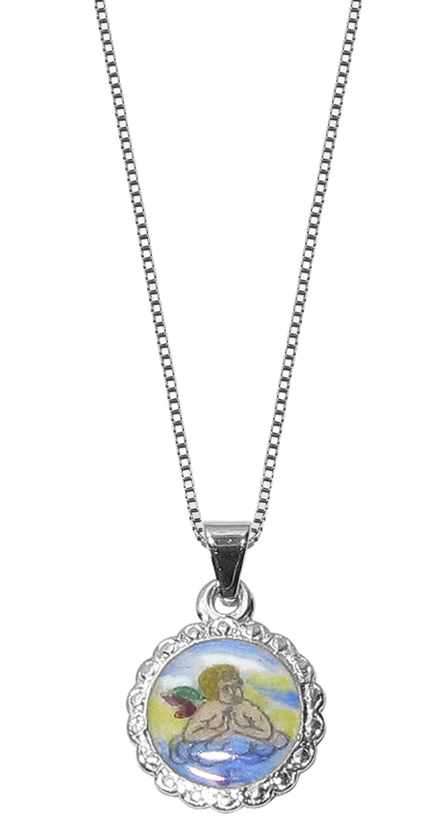 60842 Engel-Anhänger mit Kette für Kinder Silber 925