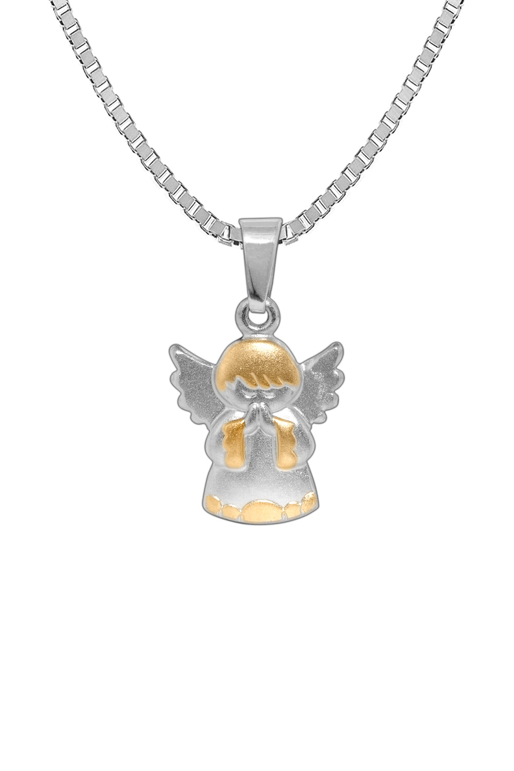 72788 Silber Halskette mit Engel-Anhänger Bicolor