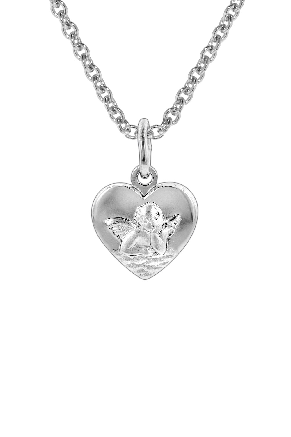 78858 Silberkette Herz-Anhänger mit Schutzengel für Kinder