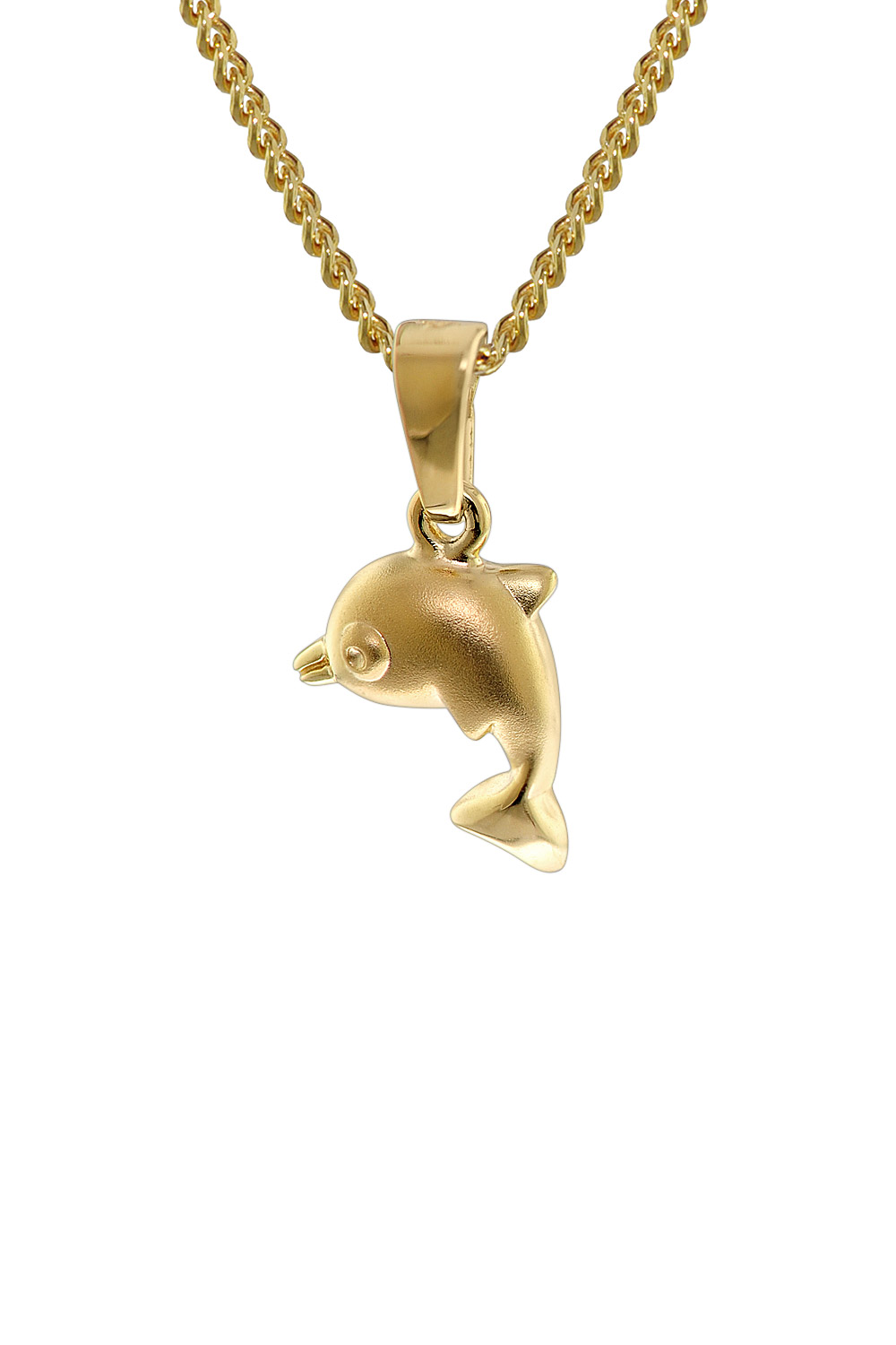 35768 Gold 333 Delfin-Anhänger mit 40 cm goldplattierter Halskette