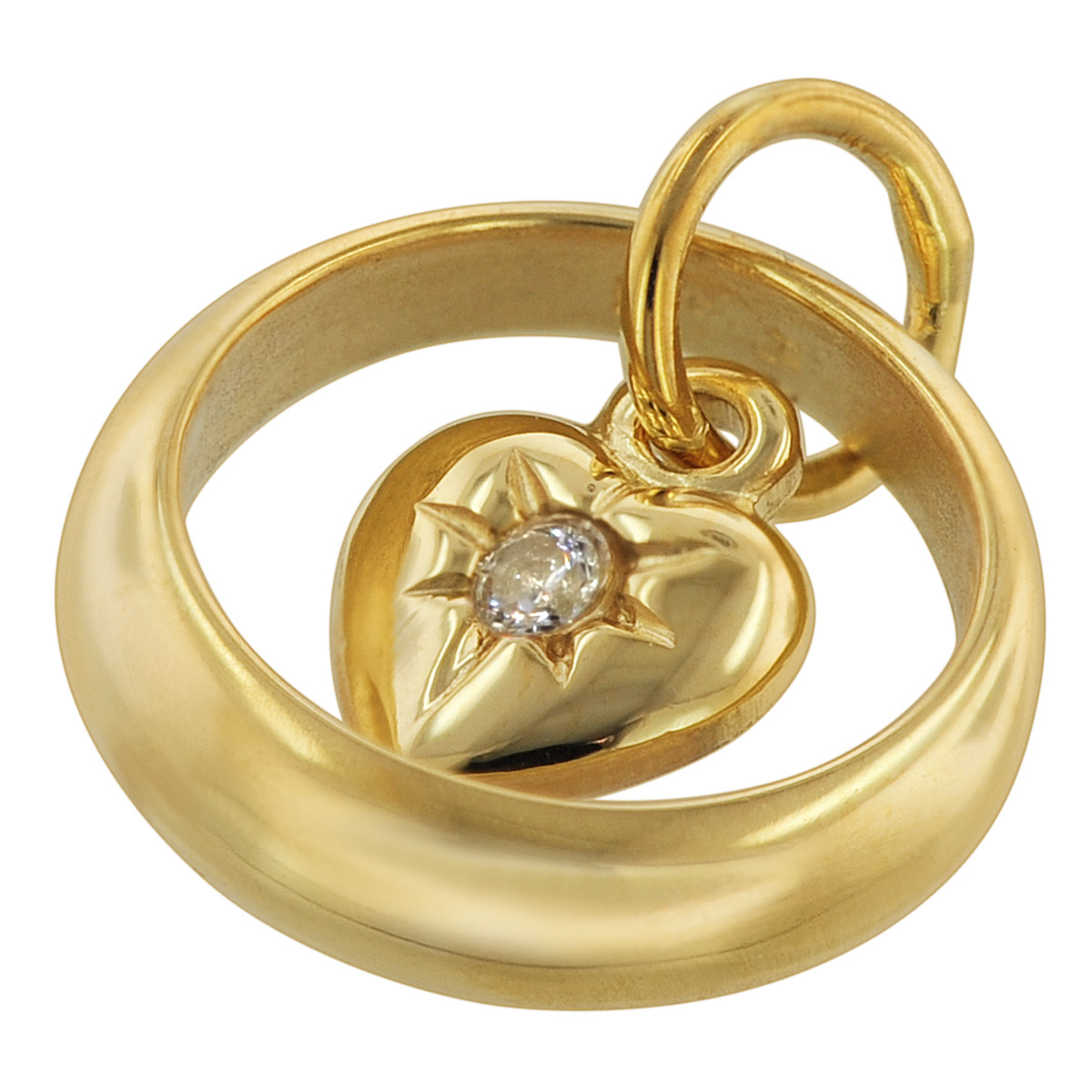 75257 Taufring mit Herz-Einhänger Gold 585 (14 Karat)