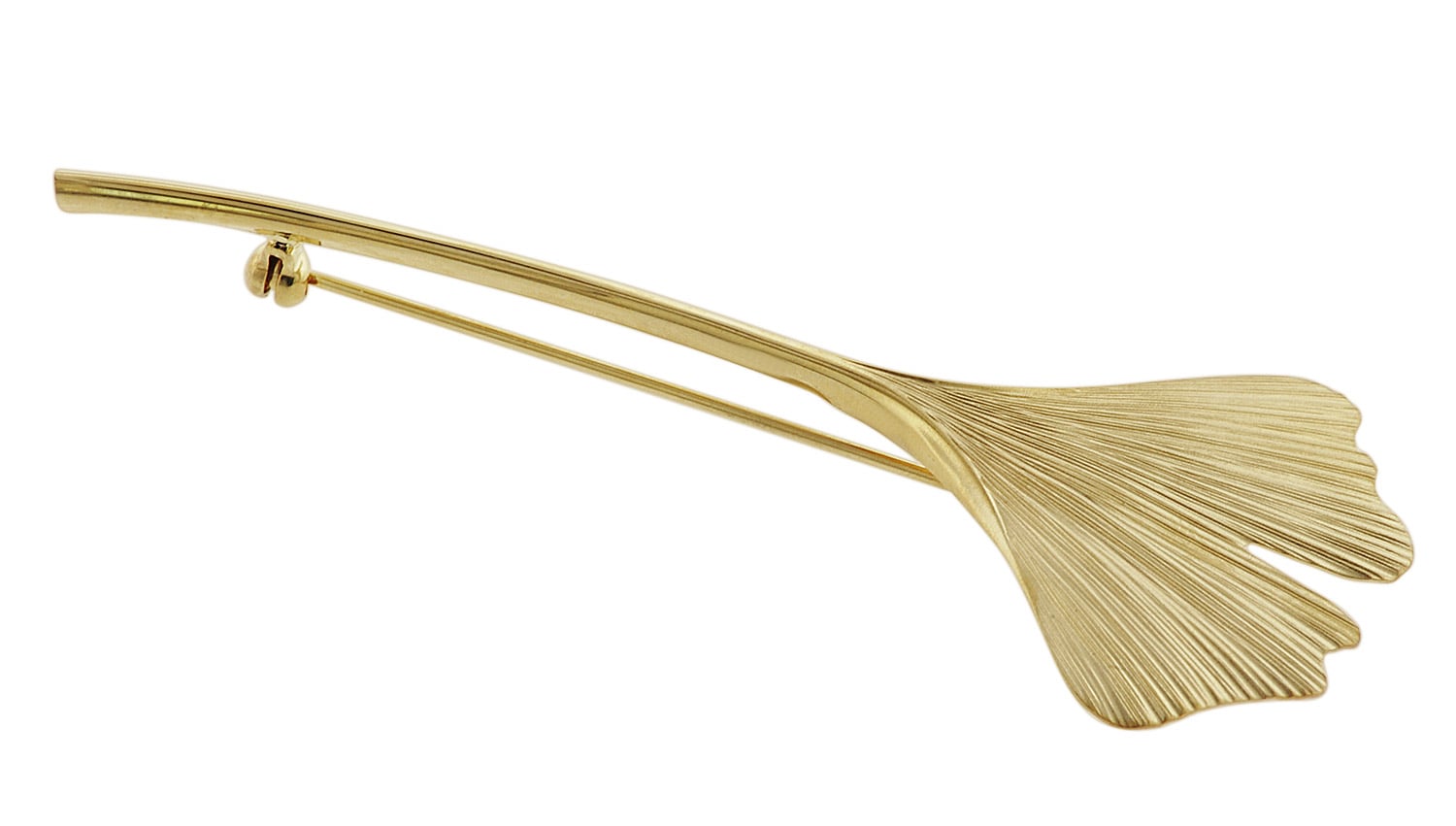 75724 Brosche Gingko-Blatt Gold auf Silber