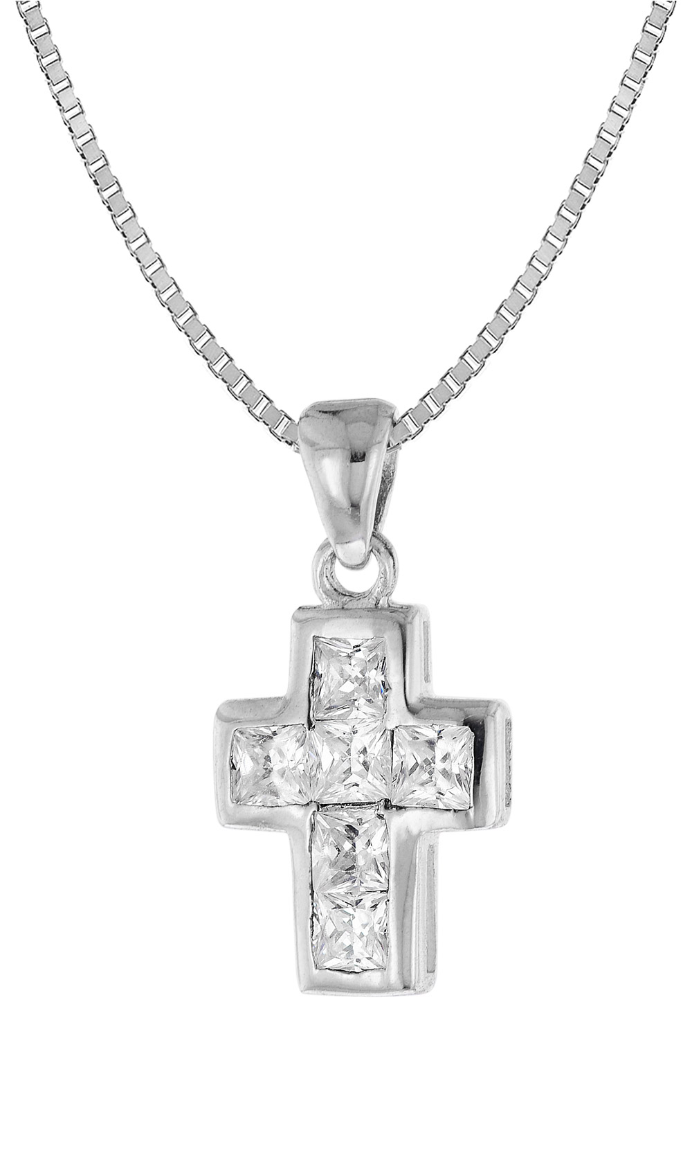 35908 Halskette mit Kreuz-Anhänger Silber 925 Zirkonia