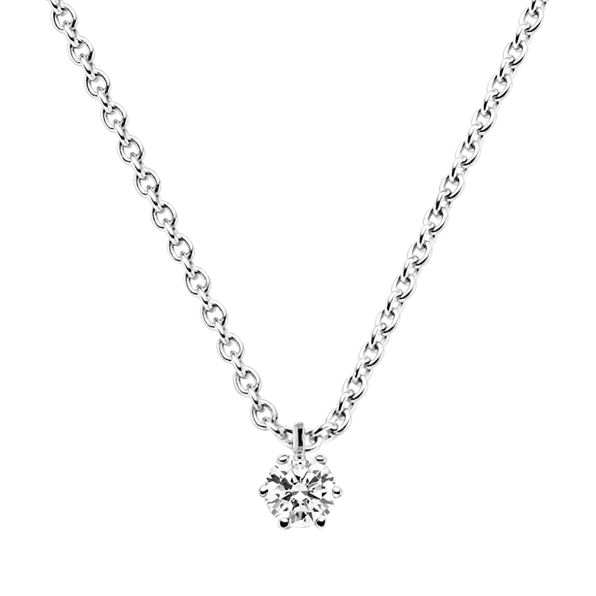 532651 Brillant-Anhänger 0,10 Karat mit Weißgold-Kette 585/14K