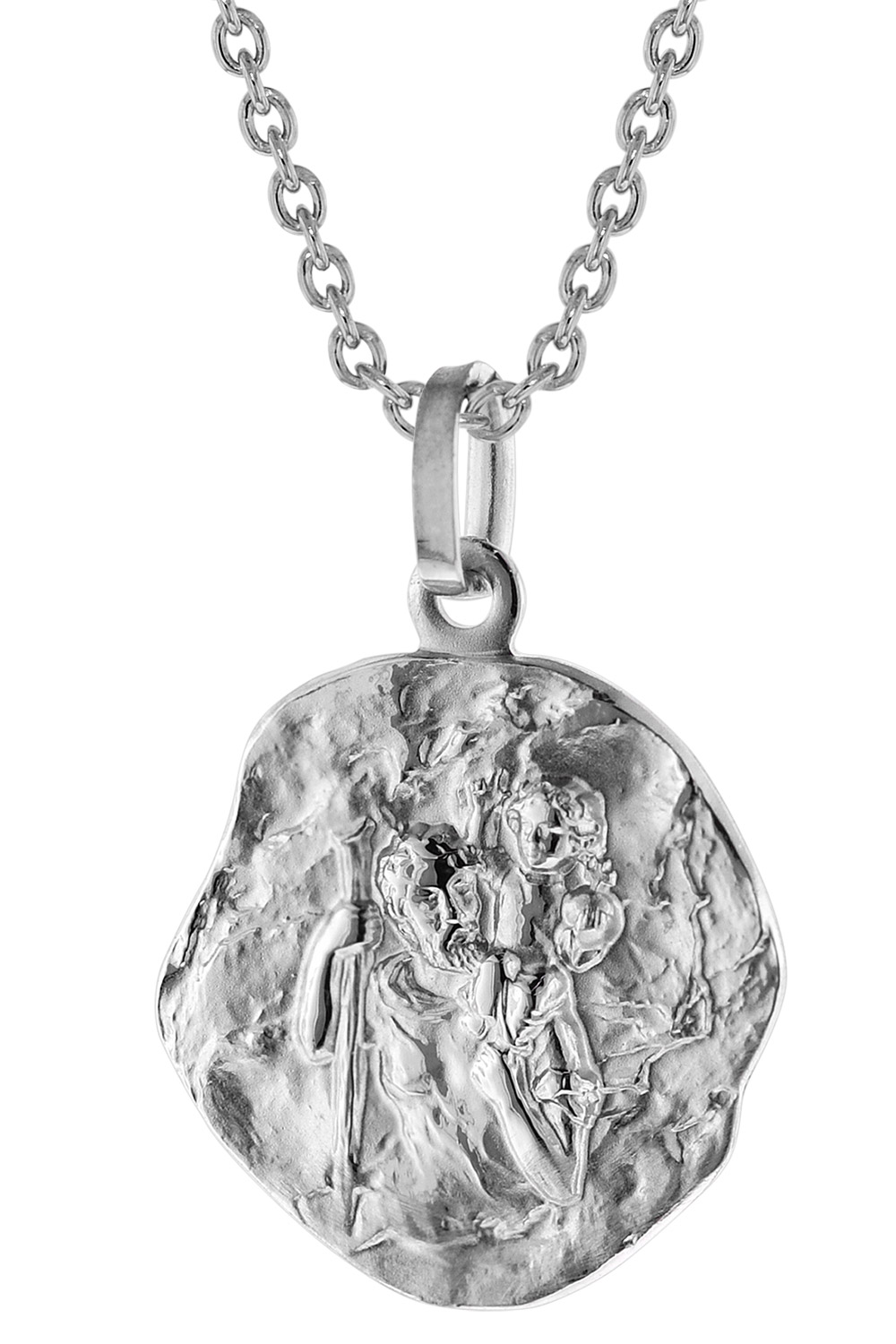 75210 Christophorus-Anhänger Weißgold 333 (8 Karat) mit Silber-Kette