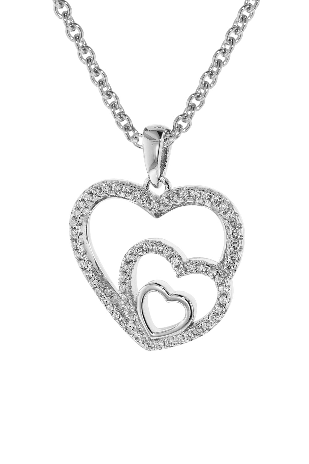 75261 Damen-Halskette Silber 925 mit Anhänger Herzen in Herz
