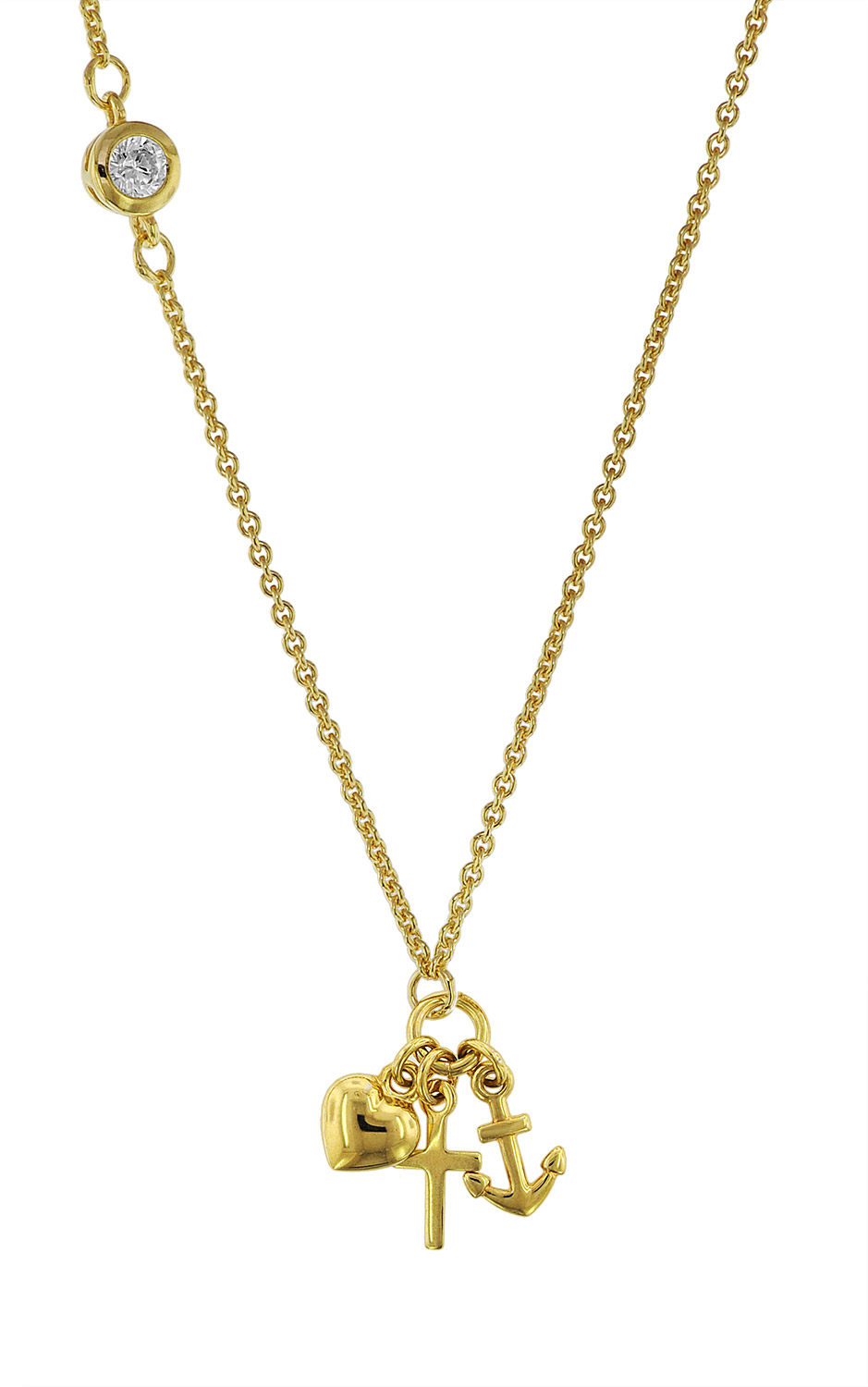 75291 Damen-Halskette 925 Silber Goldplattiert Glaube-Liebe-Hoffnung