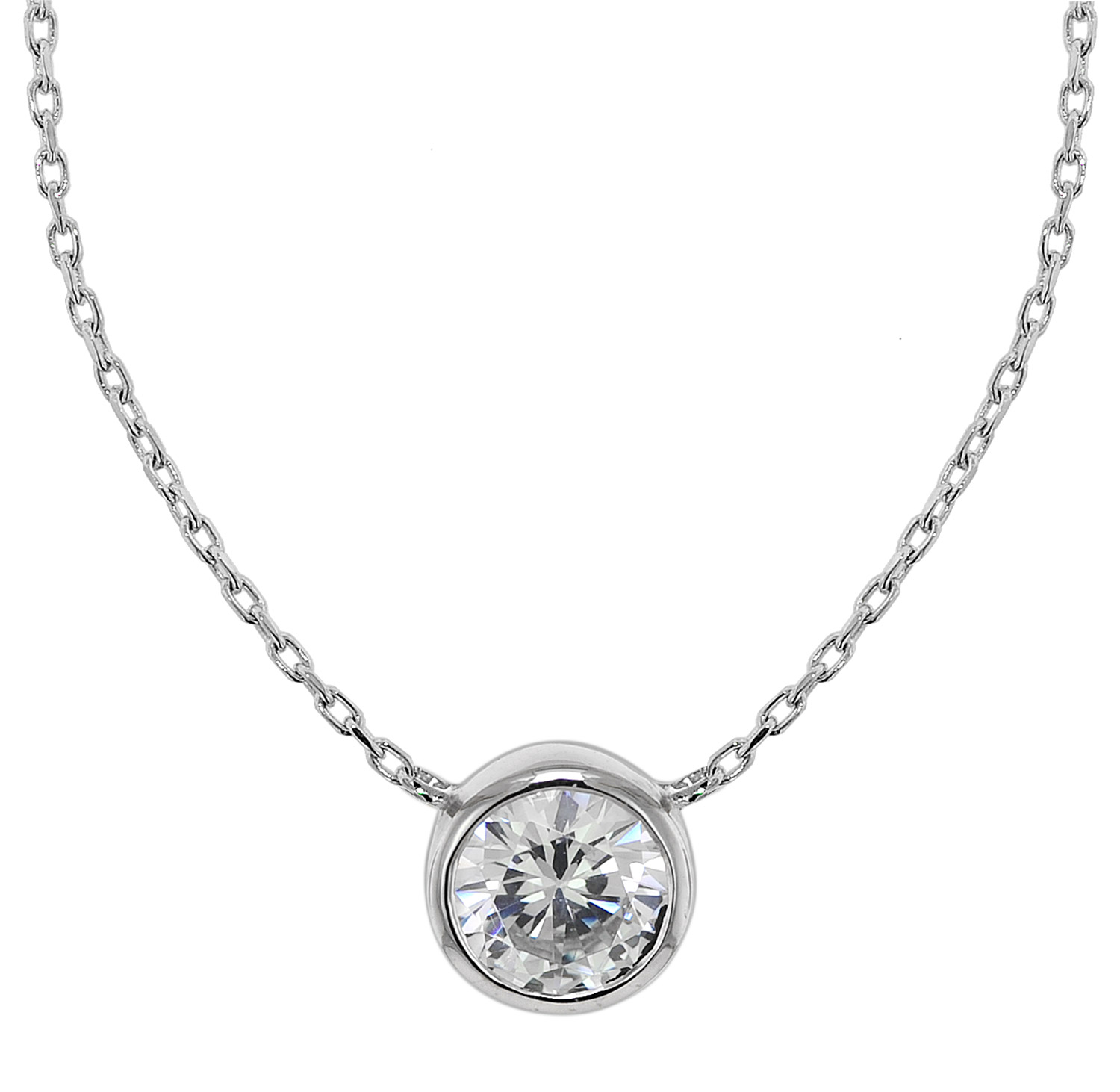 75348 Halskette mit Zirkonia-Anhänger Weißgold 585 / 14K