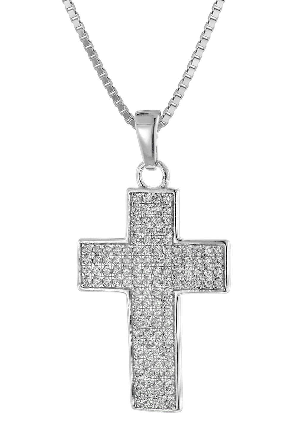 75683 Damen Kreuz-Anhänger Zirkonia mit Venezianer Kette Silber 925