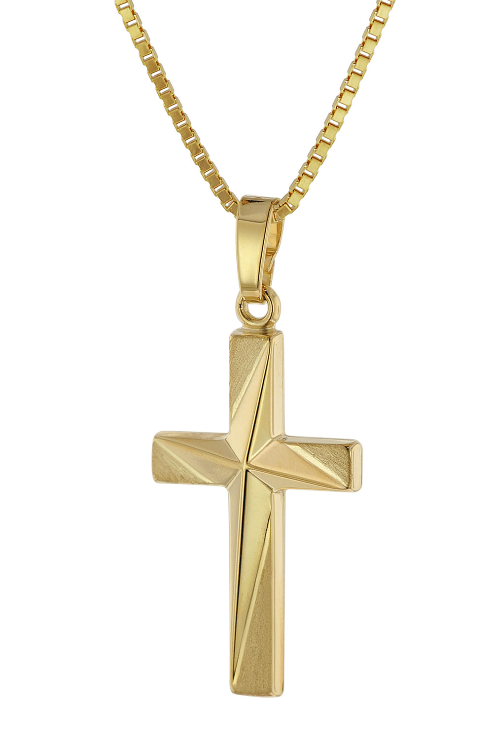 75785 Kreuz-Anhänger Gold 375 (9 Karat) + plattierte Halskette