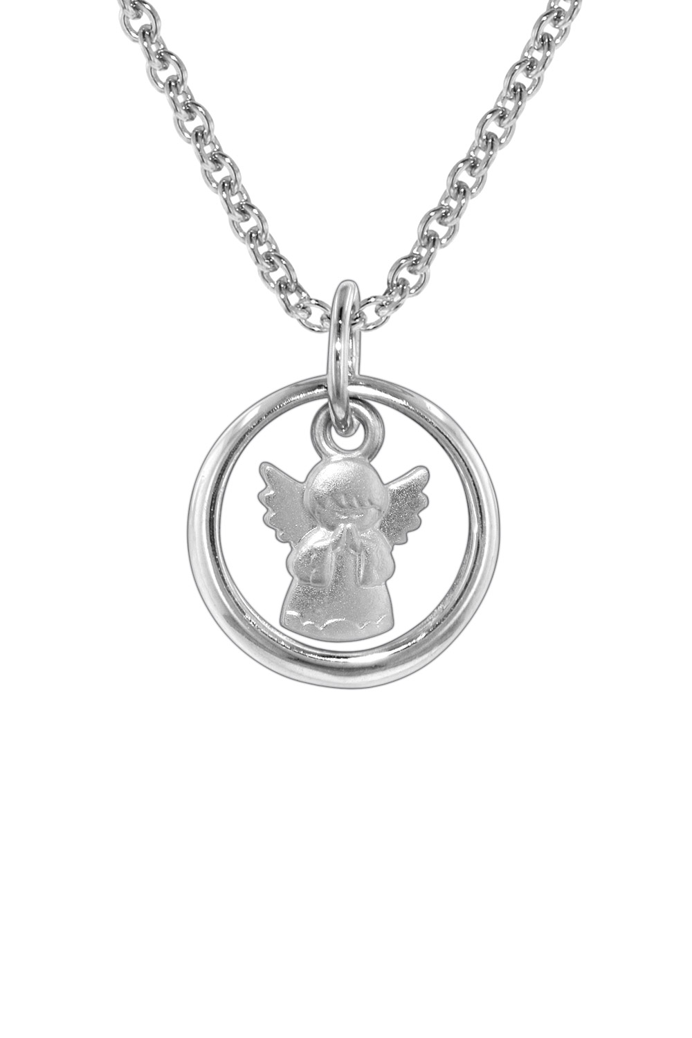 73228 Silber-Halskette Taufring-Anhänger mit Engel