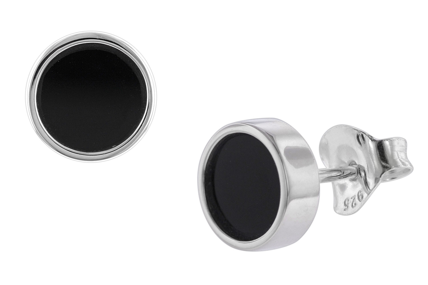 08777 Ohrringe Silber 925 Ohrstecker mit Onyx
