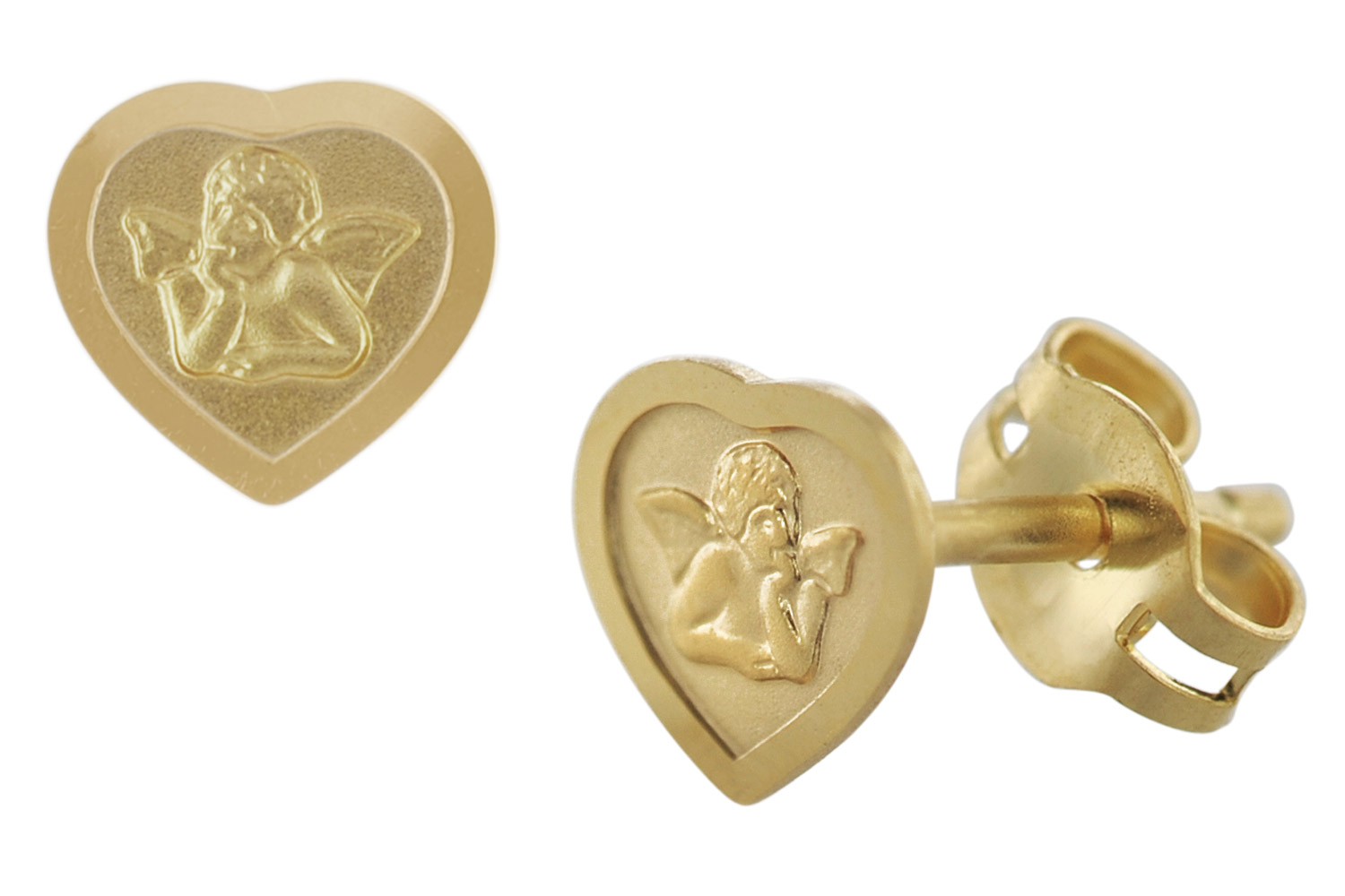 08822 Ohrringe Herz mit Amor Gold 585