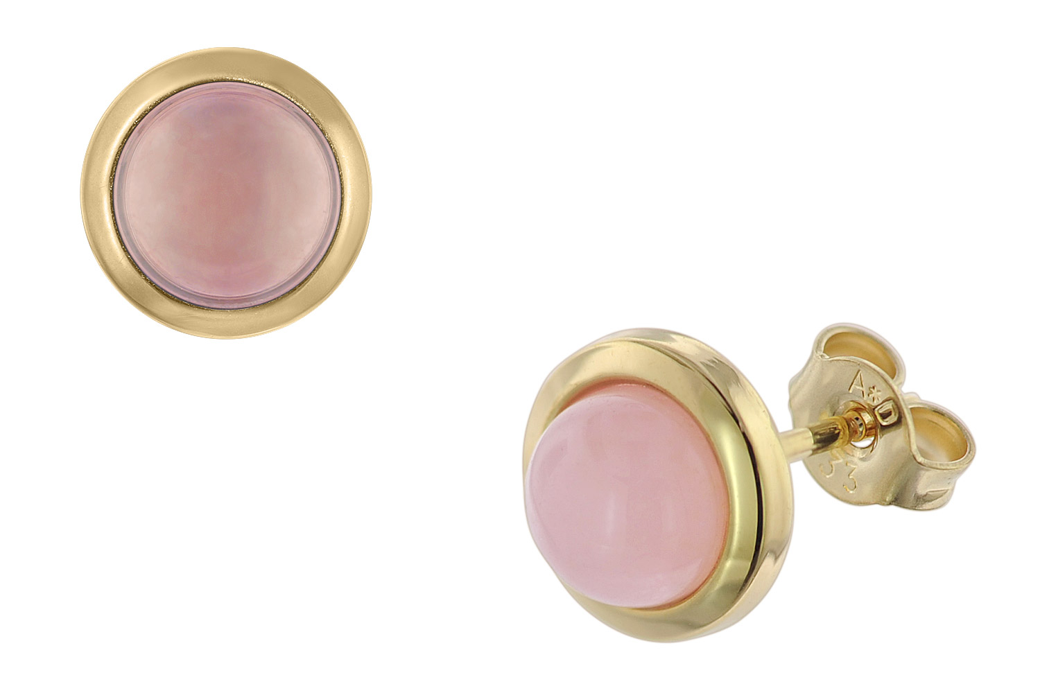 08916 Ohrringe Gold 333 Rosa Chalcedon