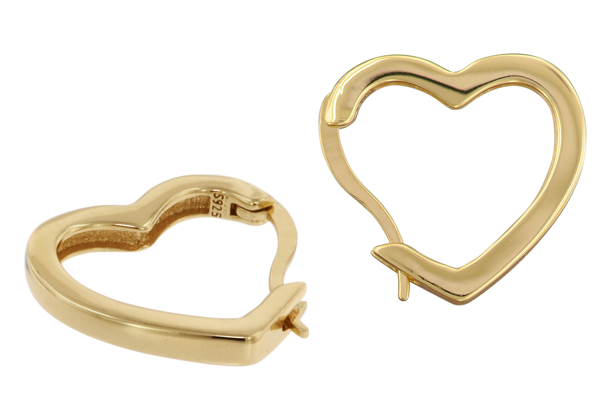 75838 Ohrringe Herz Creolen Gold auf Silber