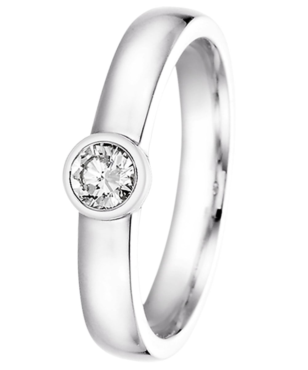 532498 Damenring 585 Weißgold mit Brillant für Antrag und Verlobung