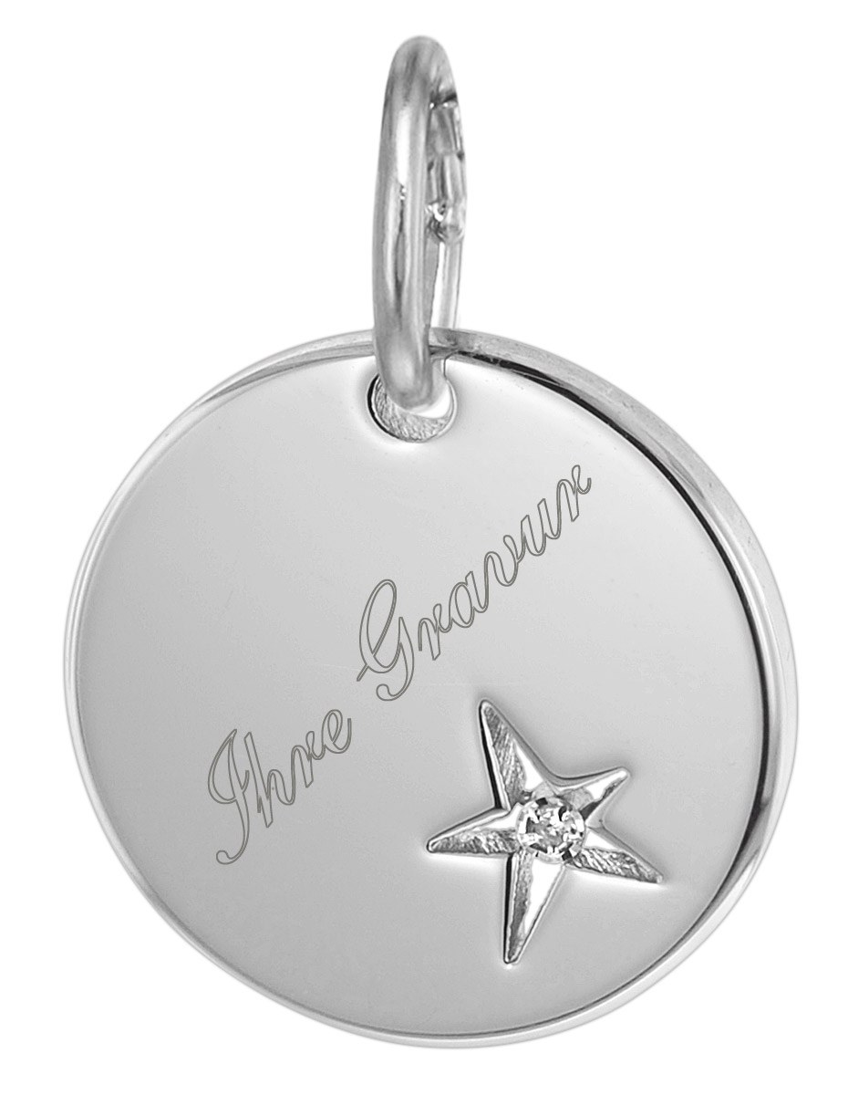 75015 Silber Gravur-Anhänger mit Diamant