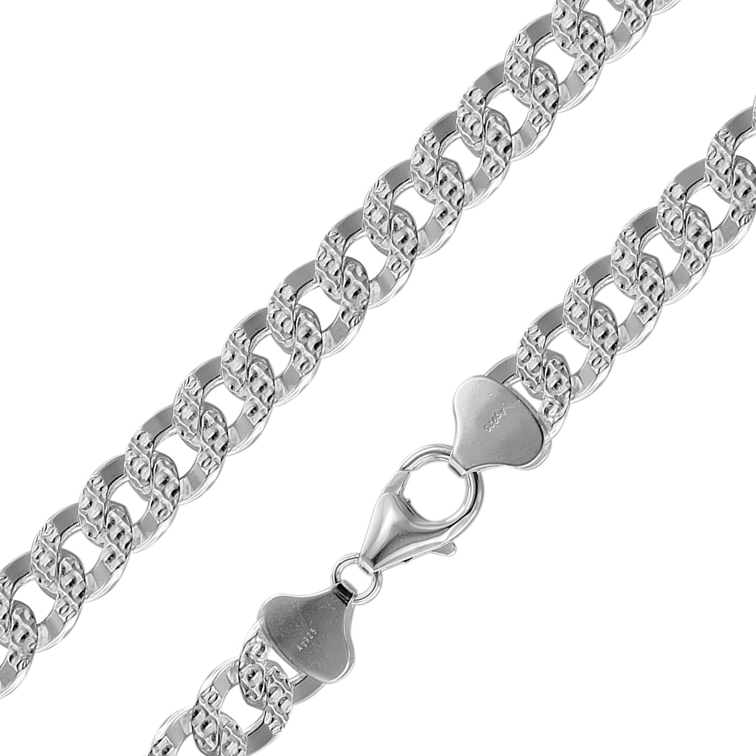 08795 Halskette für Männer 925 Silber Panzerkette Breite 9,7 mm