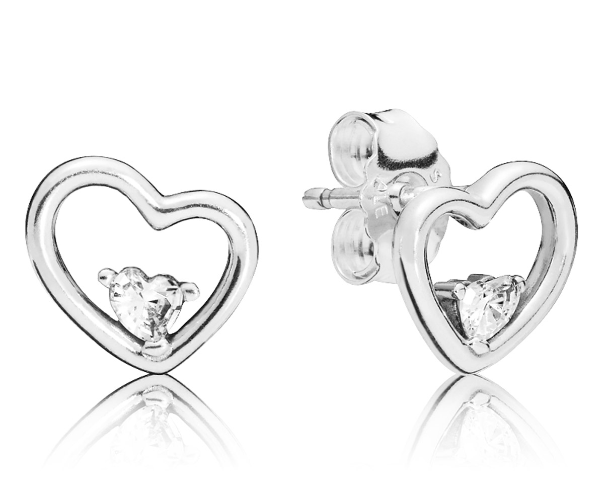 297813CZ Ohrstecker Asymmetric Hearts of Love