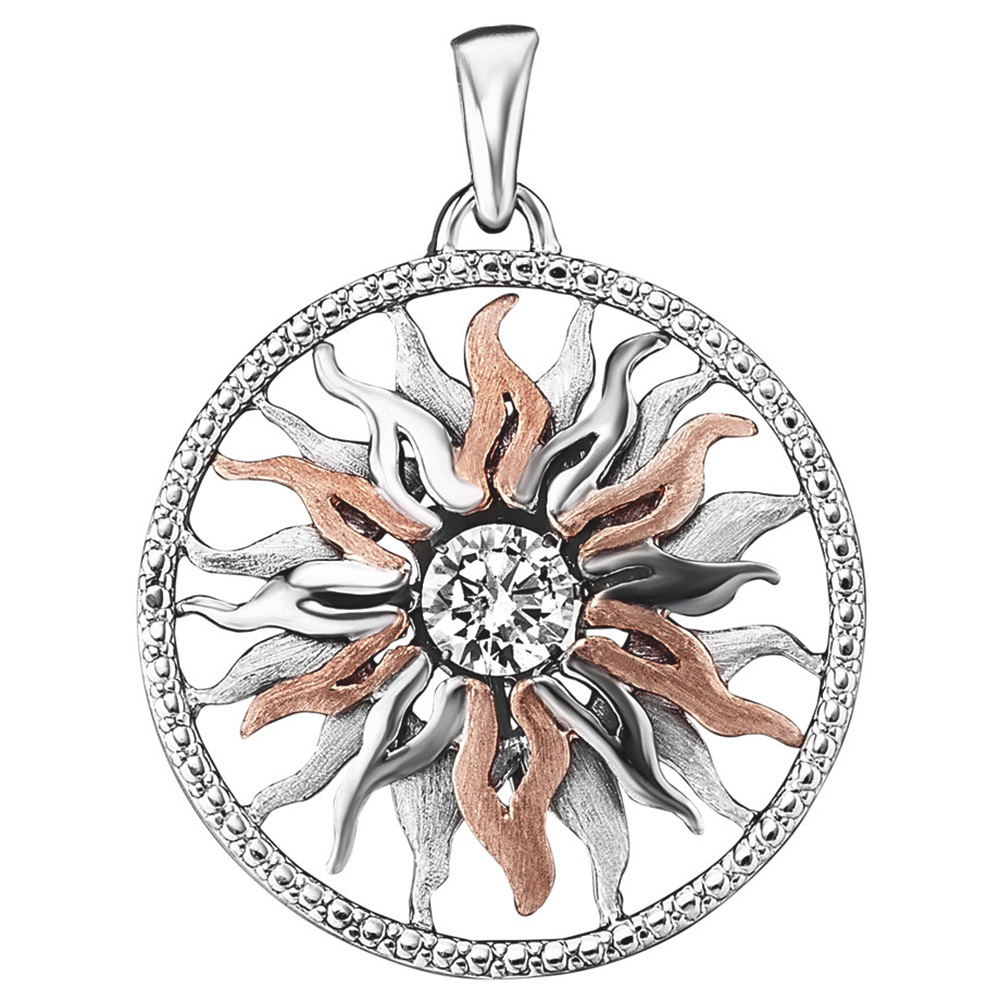 JJ0039.2 Ketten-Anhänger Dancing Stone Sonne Rosé