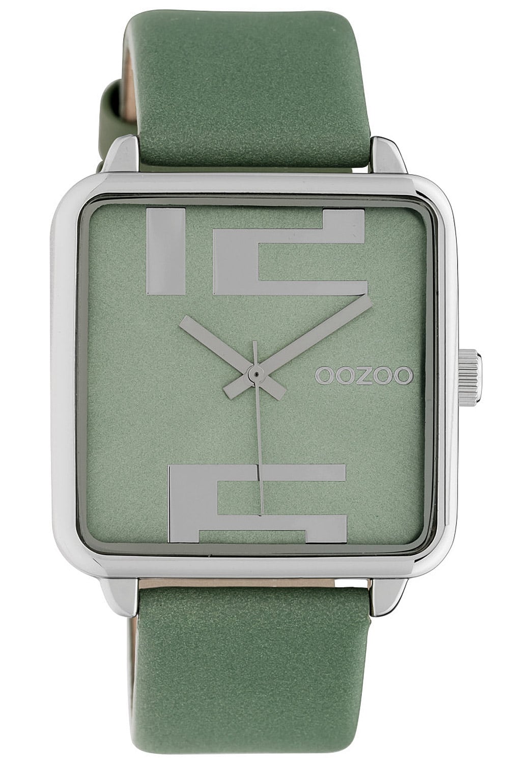C10362 Damenuhr mit Lederband 35 mm Graugrün