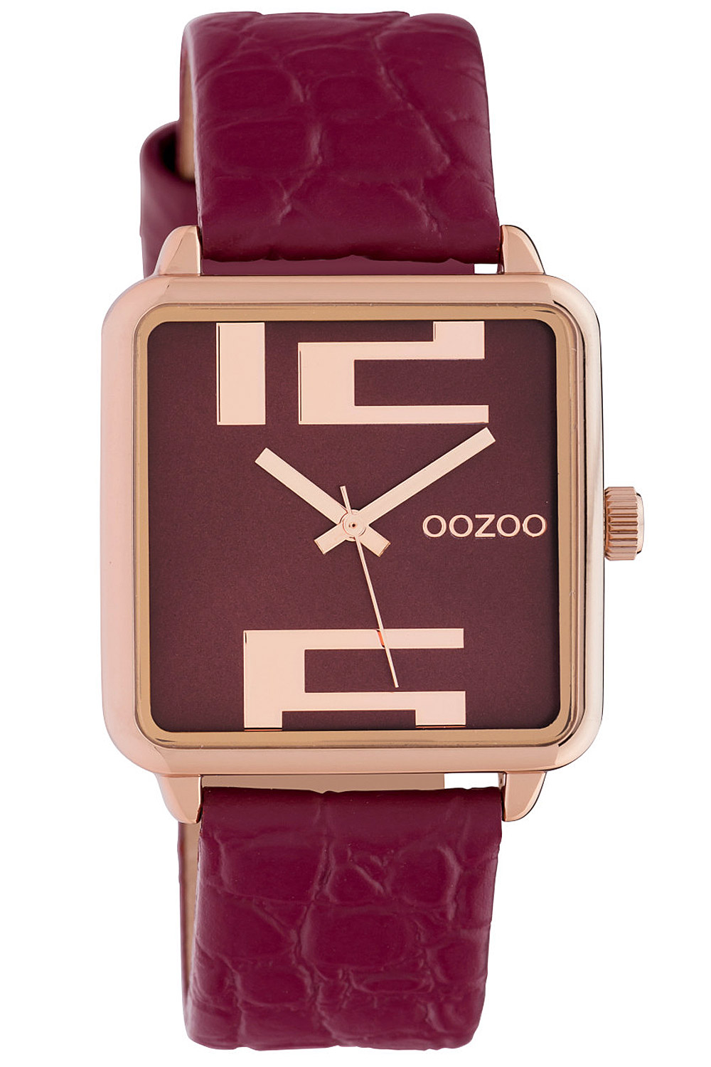 C10368 Damenuhr mit Lederband 30 mm Weinrot