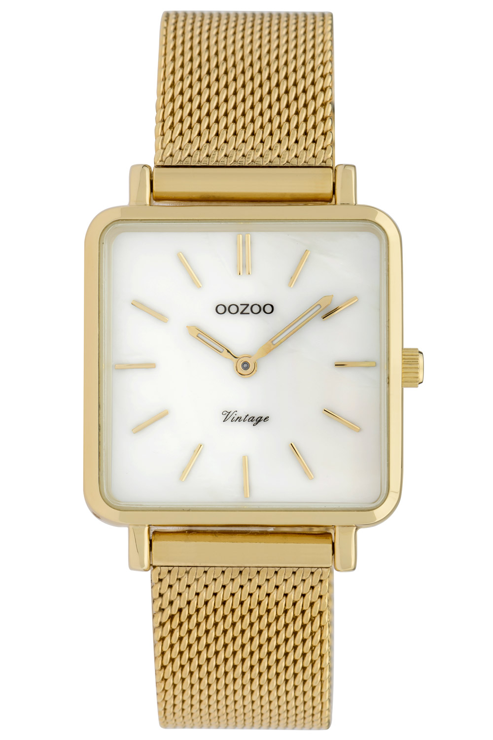 C9843 Damenuhr Vintage Perlmutt Weiß/Milanaiseband 28 mm