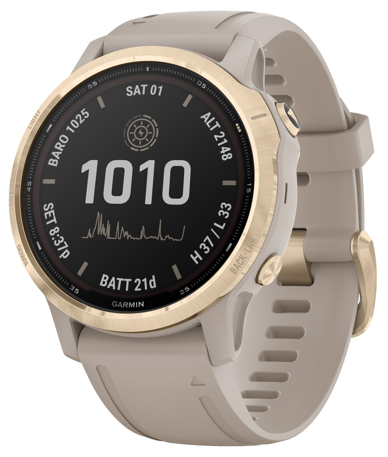 010-02409-11 Fenix 6S Pro Solar Smartwatch Beige / Weißgold