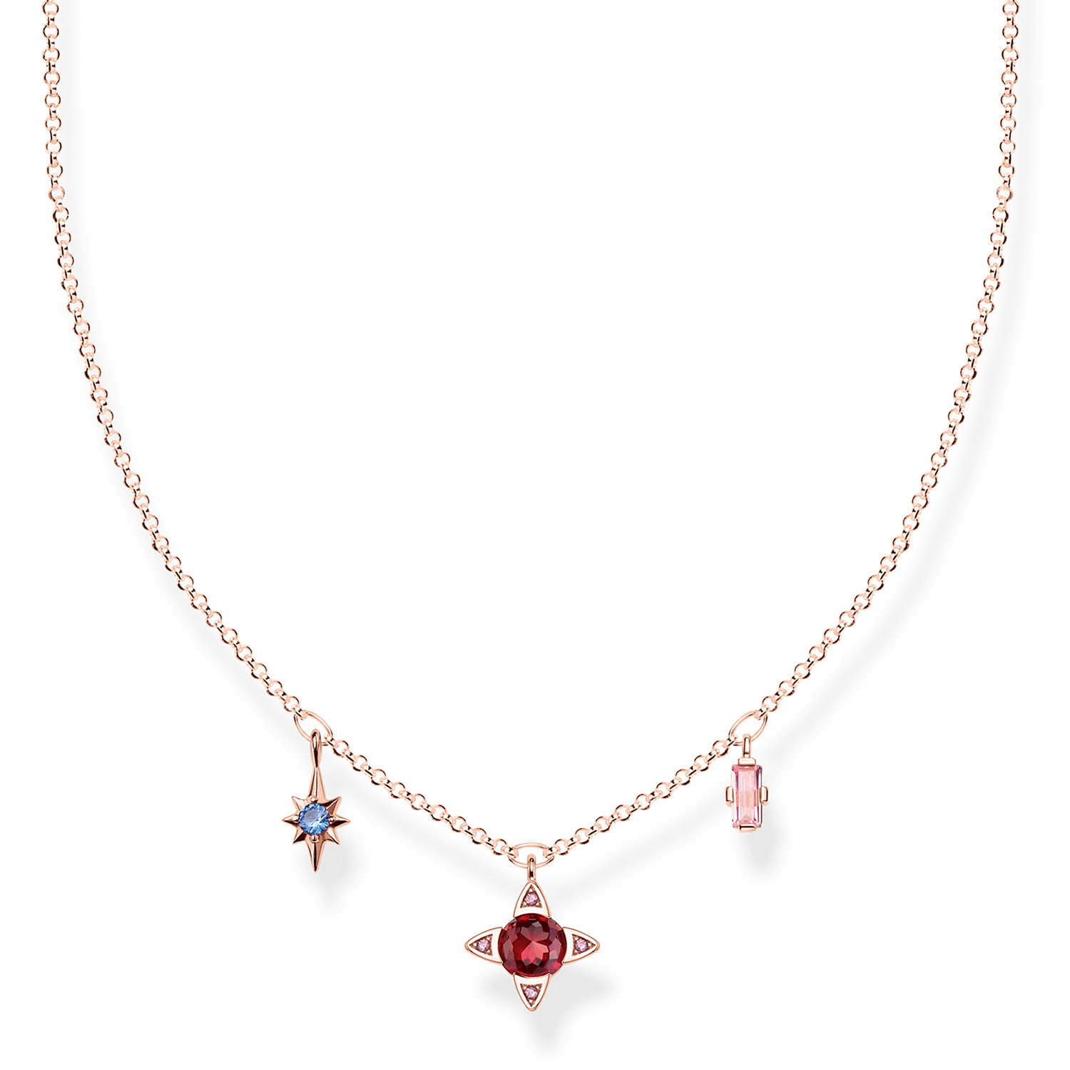 KE1898-321-7-L40V Damen-Kette Glückssymbole Silber Rosévergoldet