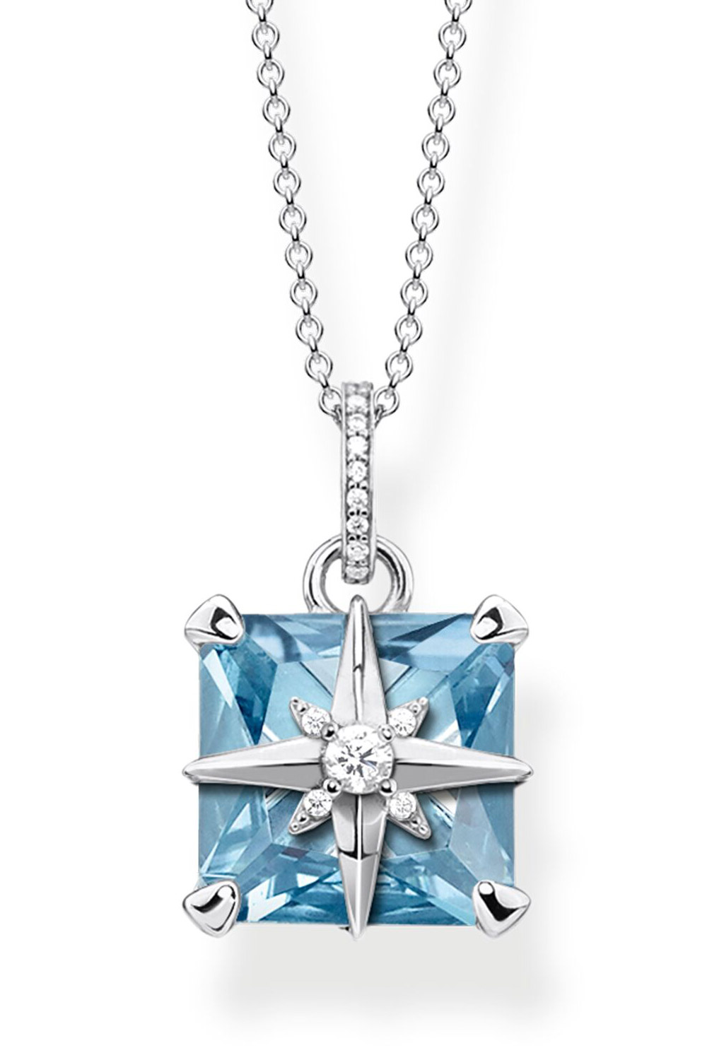 KE1953-644-31-L45v Halskette Blauer Stein mit Stern Silber