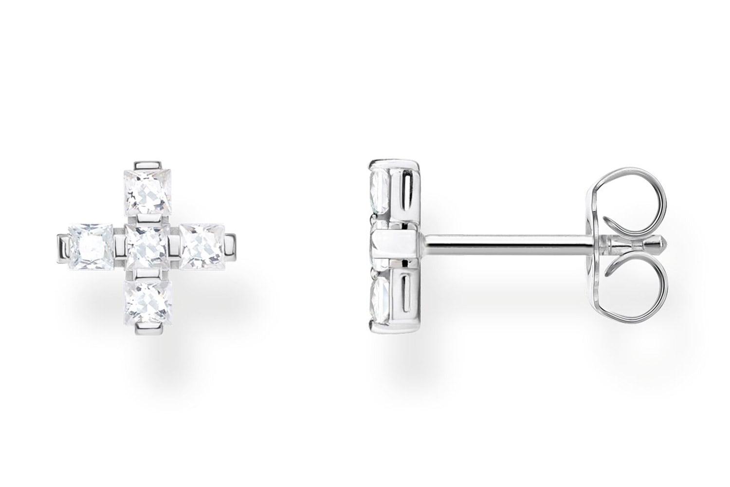 H2088-051-14 Silber-Ohrringe Kreuz Weiß