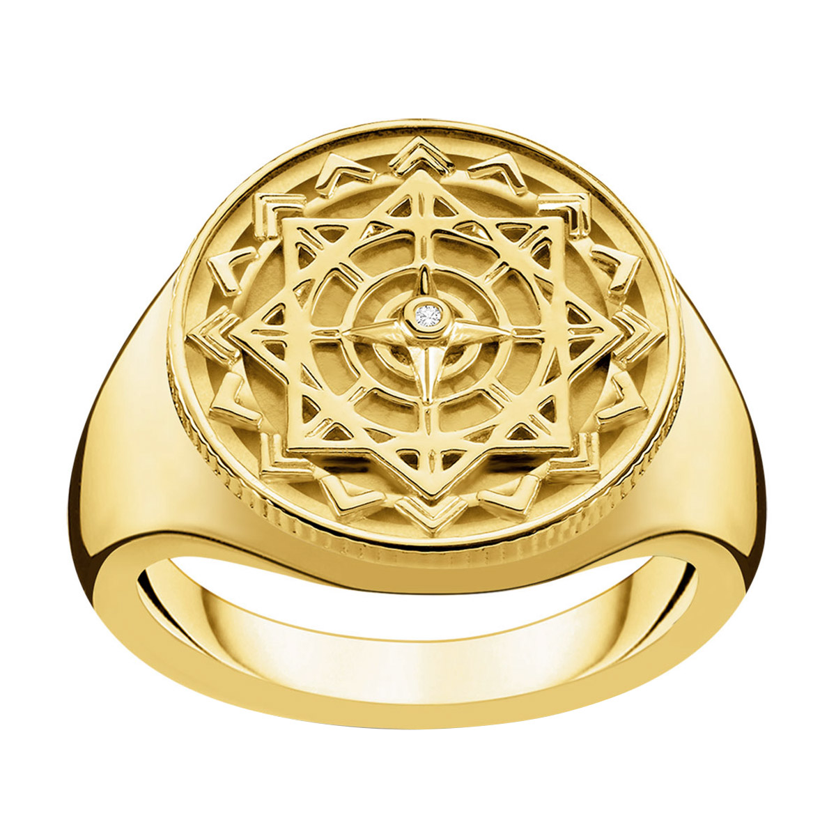 D_TR0042-924-14 Damen-Ring Vintage Kompass