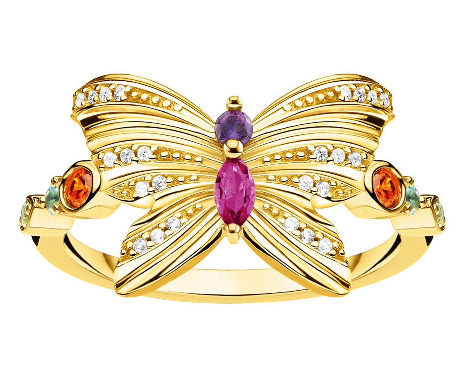 TR2285-488-7 Damen-Ring Schmetterling goldfarben