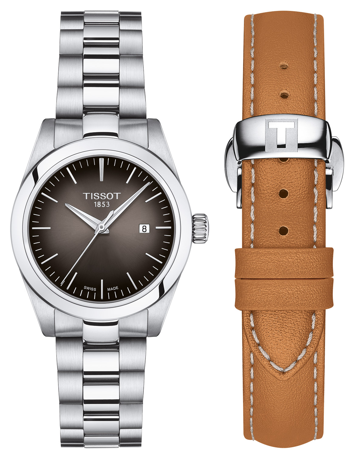 T132.010.11.061.00 Damenuhr T-My Lady Quarz mit Wechselband Braun