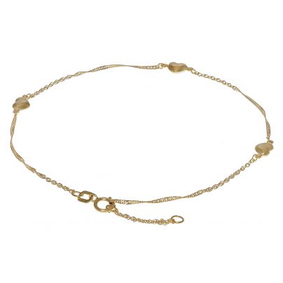 trendor 63270 Gold Fu&szlig;kette mit 3 Herzen