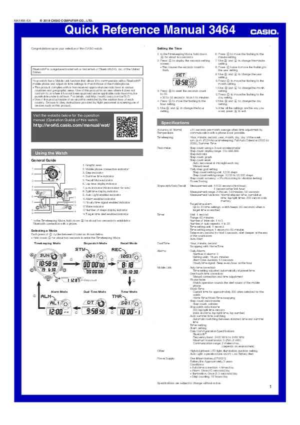 User guide Casio GBD-800UC-3ER