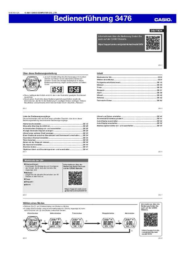 Benutzerleitfaden Casio WV-58R-1AEF