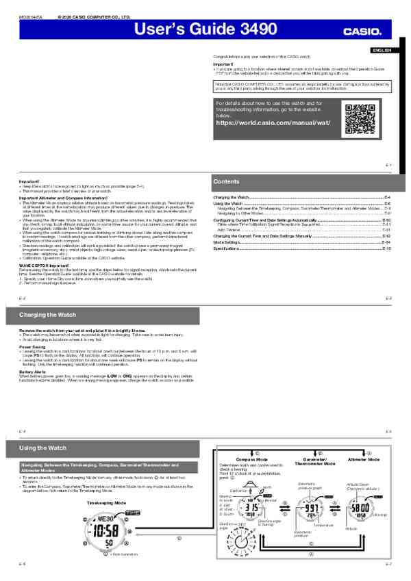 User guide Casio PRW-35Y-1BER