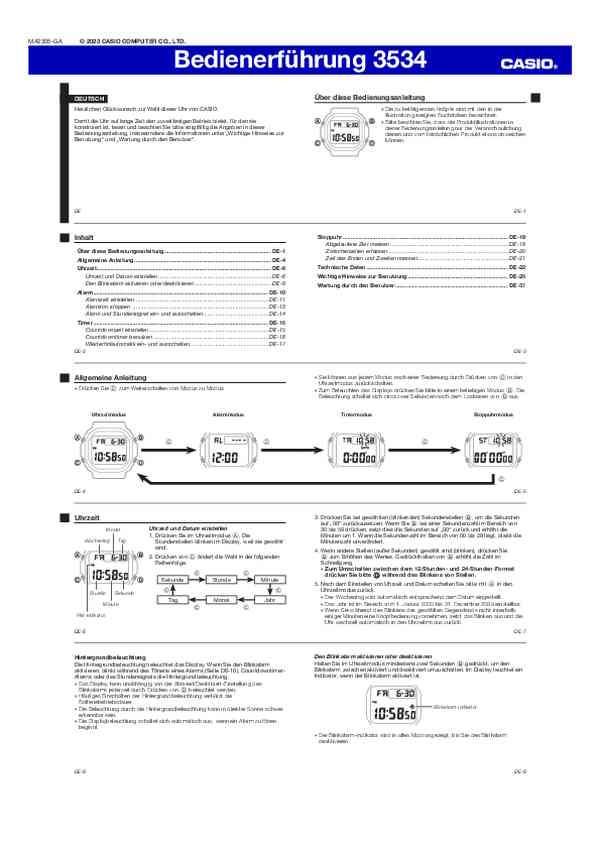 Benutzerhandbuch Casio DW-5040RX-7ER