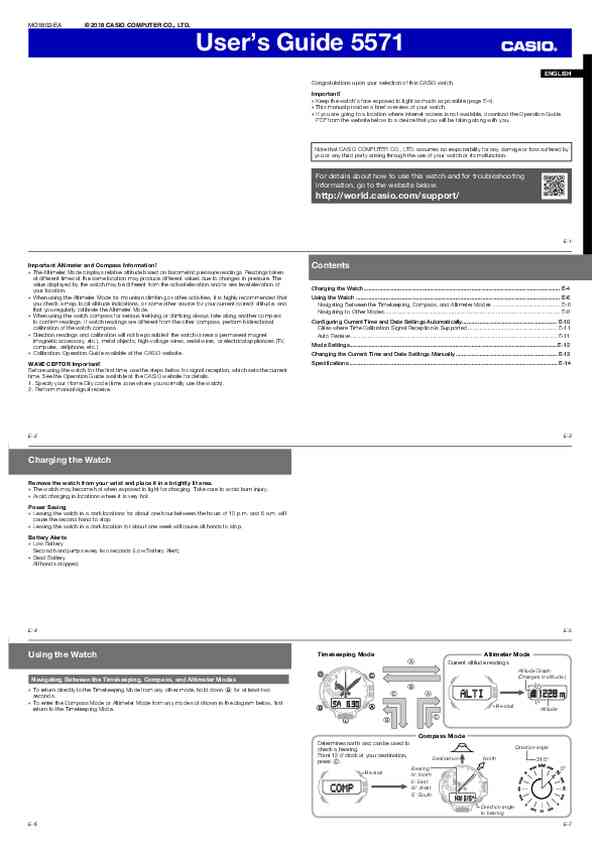 User guide Casio PRW-6600YB-3ER