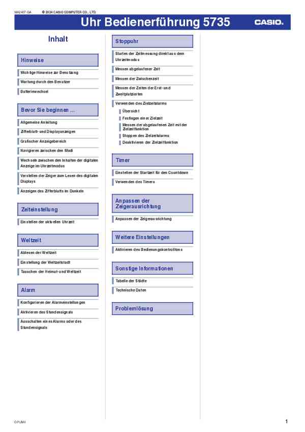 Benutzerhandbuch Casio GA-010-1AER