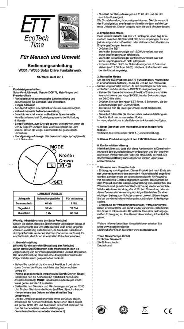 Benutzerleitfaden ETT Eco Tech Time EGS-11436-12L
